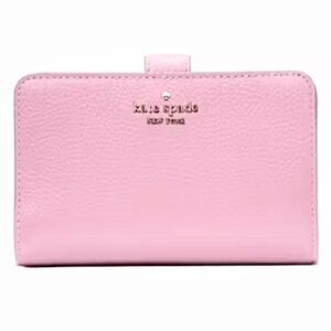 New Kate Spade Medium Bifold Wallet Lena Supple Pebbled Leather Mandavilla Pink